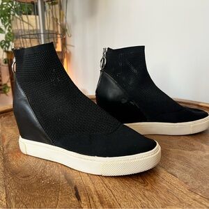 Steve Madden Black Wedge Low-Heel Sneakers
